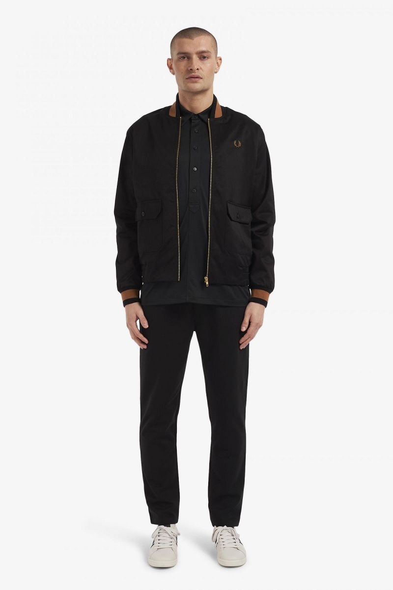 Black Fred Perry Tennis Bomber Men's Coats | SGCIF36180