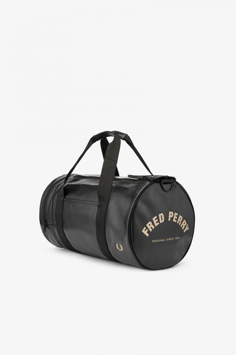 Black Fred Perry Tonal PU Barrel Accessories Bag | SGJZR71573