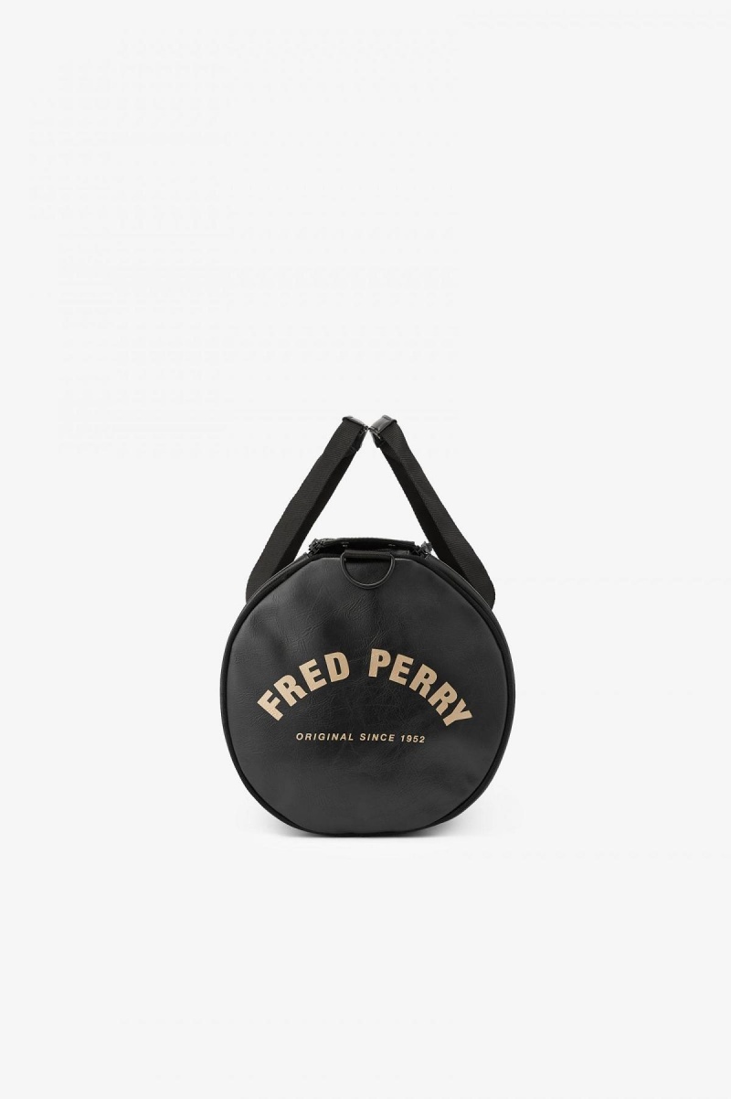 Black Fred Perry Tonal PU Barrel Accessories Bag | SGJZR71573