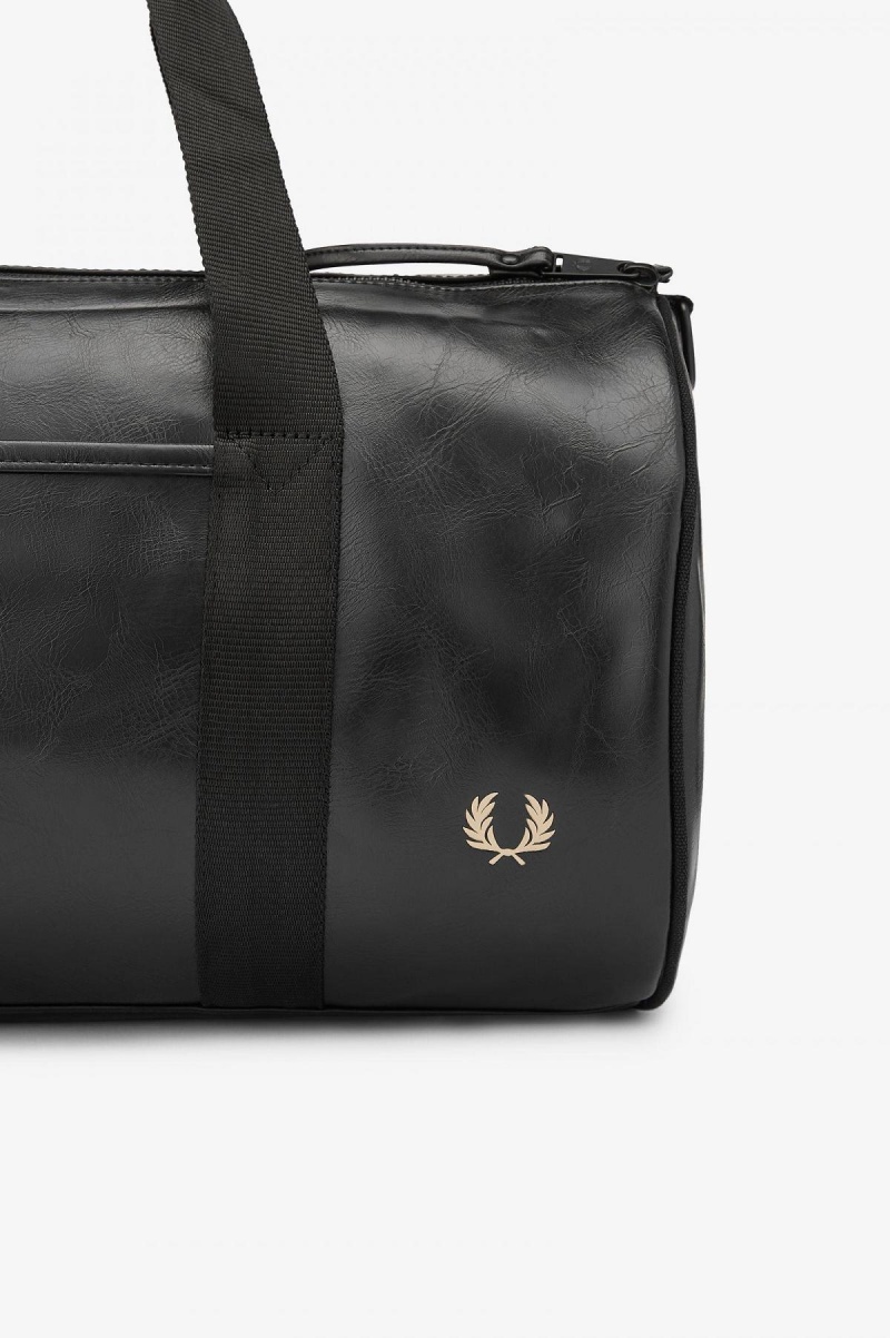 Black Fred Perry Tonal PU Barrel Accessories Bag | SGJZR71573