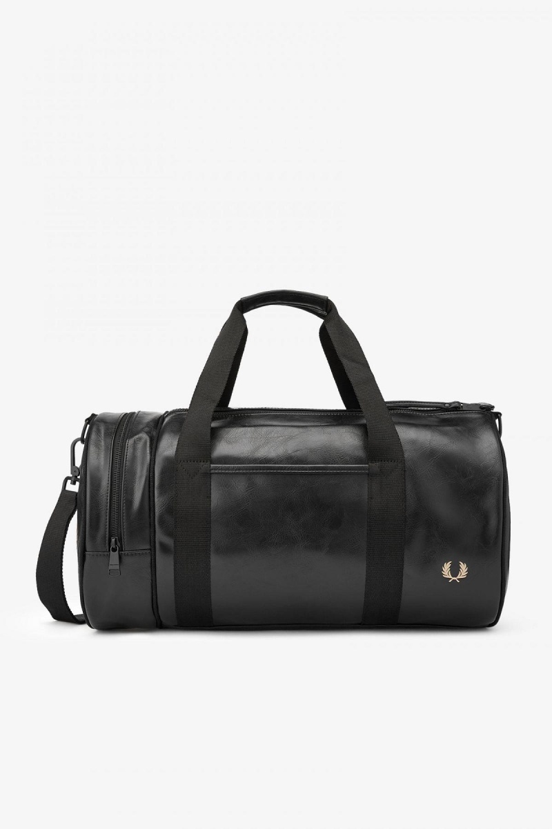 Black Fred Perry Tonal PU Barrel Accessories Bag | SGJZR71573