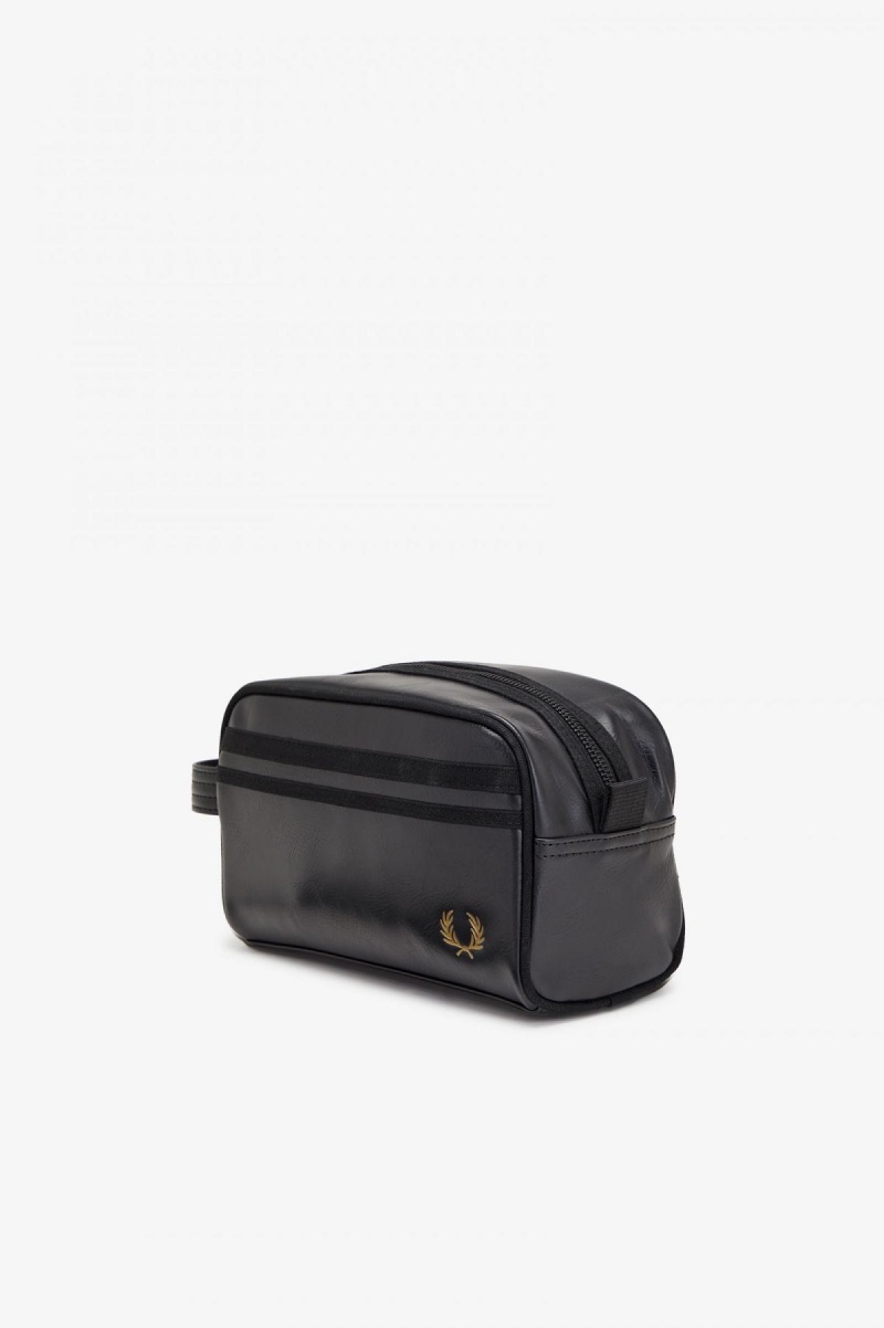 Black Fred Perry Tonal Wash Accessories Bag | MSGHR85818