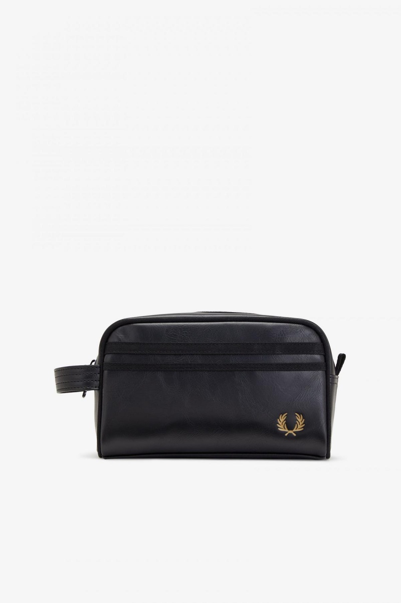 Black Fred Perry Tonal Wash Accessories Bag | MSGHR85818