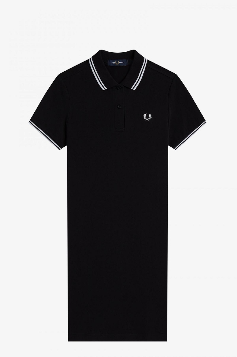 Black Fred Perry Twin Tipped Fred Perry Women's Dress | SGZDE17125