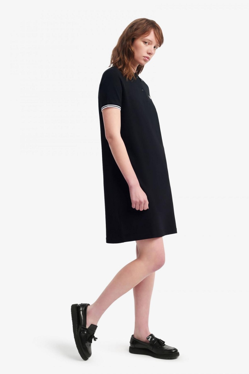 Black Fred Perry Twin Tipped Fred Perry Women's Dress | SGZDE17125