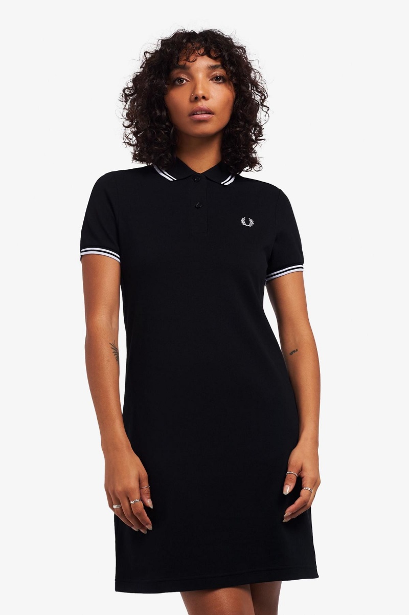 Black Fred Perry Twin Tipped Fred Perry Women\'s Dress | SGZDE17125