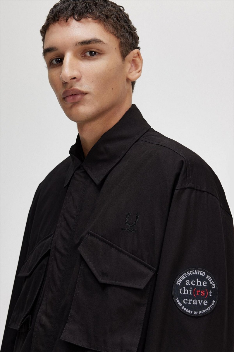 Black Fred Perry Utility Men's Coats | SGJBT32897