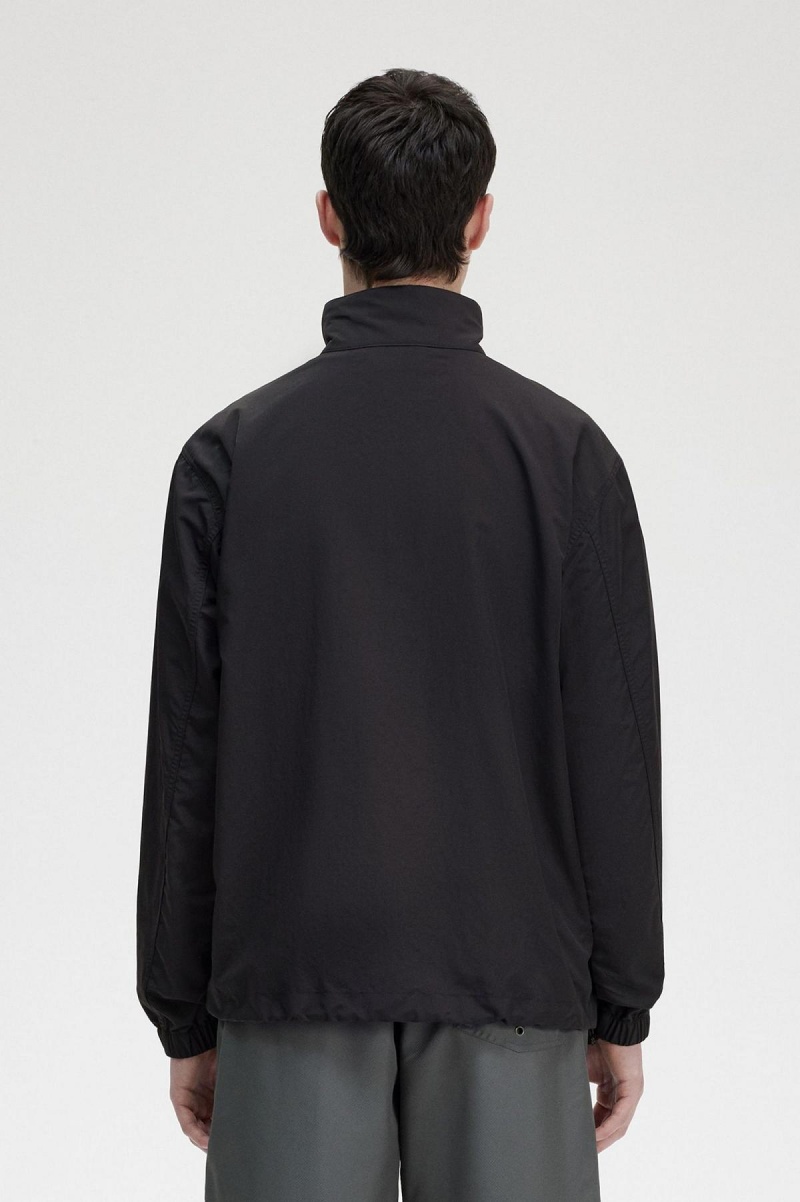 Black Fred Perry Woven Men's Track Jackets | SGXMI71581