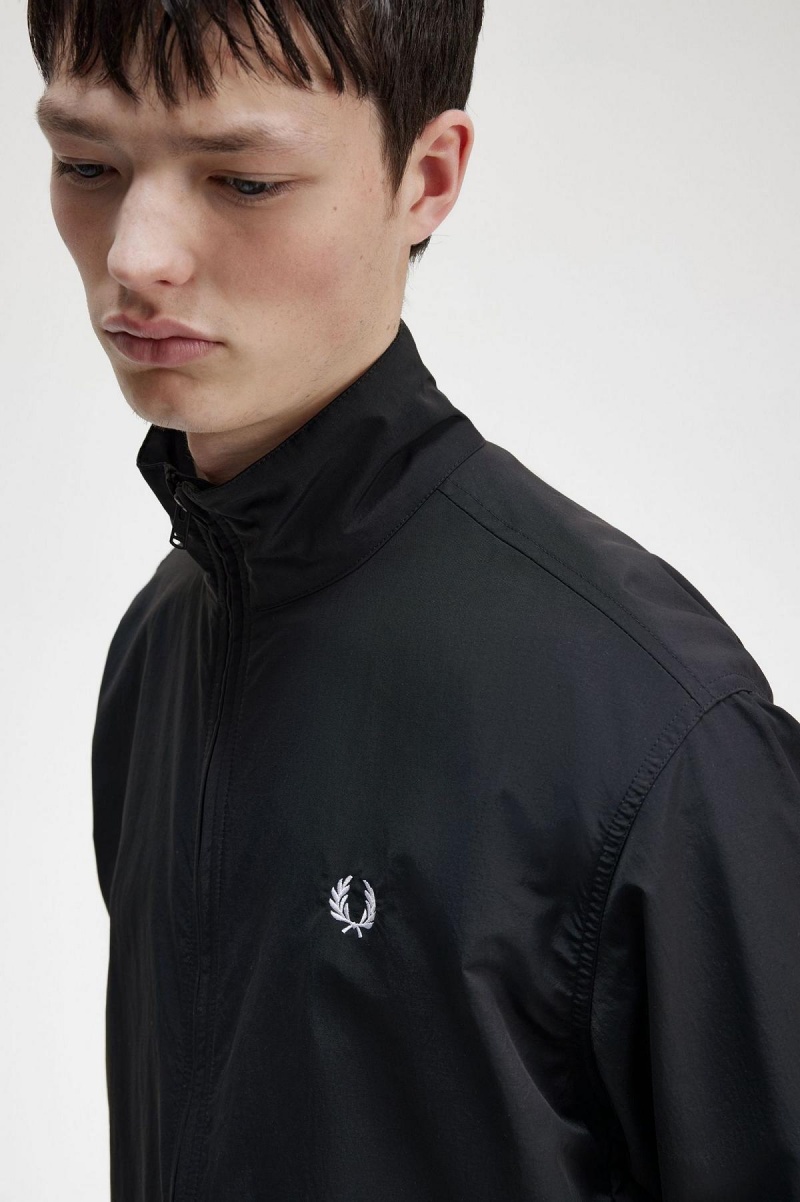 Black Fred Perry Woven Men's Track Jackets | SGXMI71581