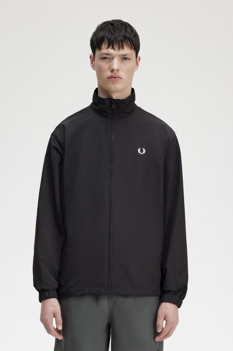 Black Fred Perry Woven Men\'s Track Jackets | SGXMI71581