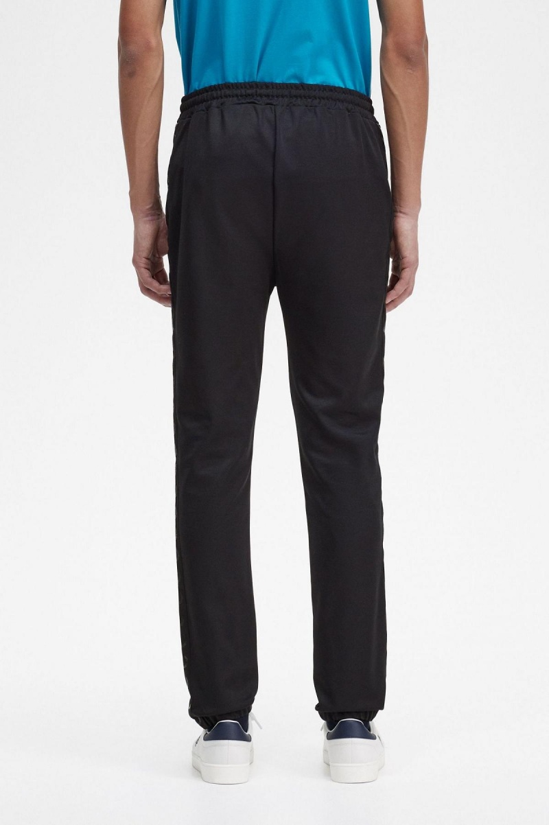 Black / Black Fred Perry Taped Track Pants Men's Trousers | YSGVQ45087