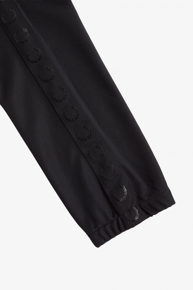 Black / Black Fred Perry Taped Track Pants Men's Trousers | YSGVQ45087