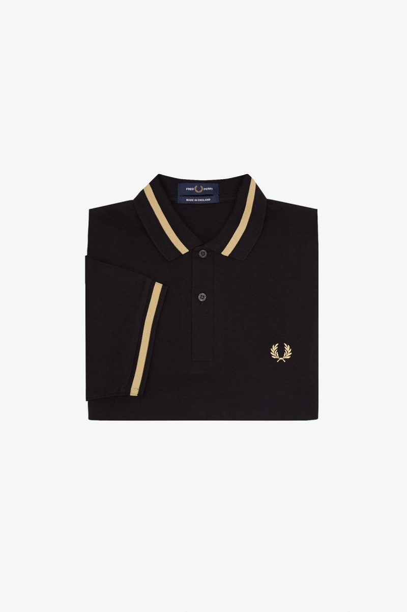 Black / Champagne Fred Perry M2 Men's Polo Shirts | SGQCS60346