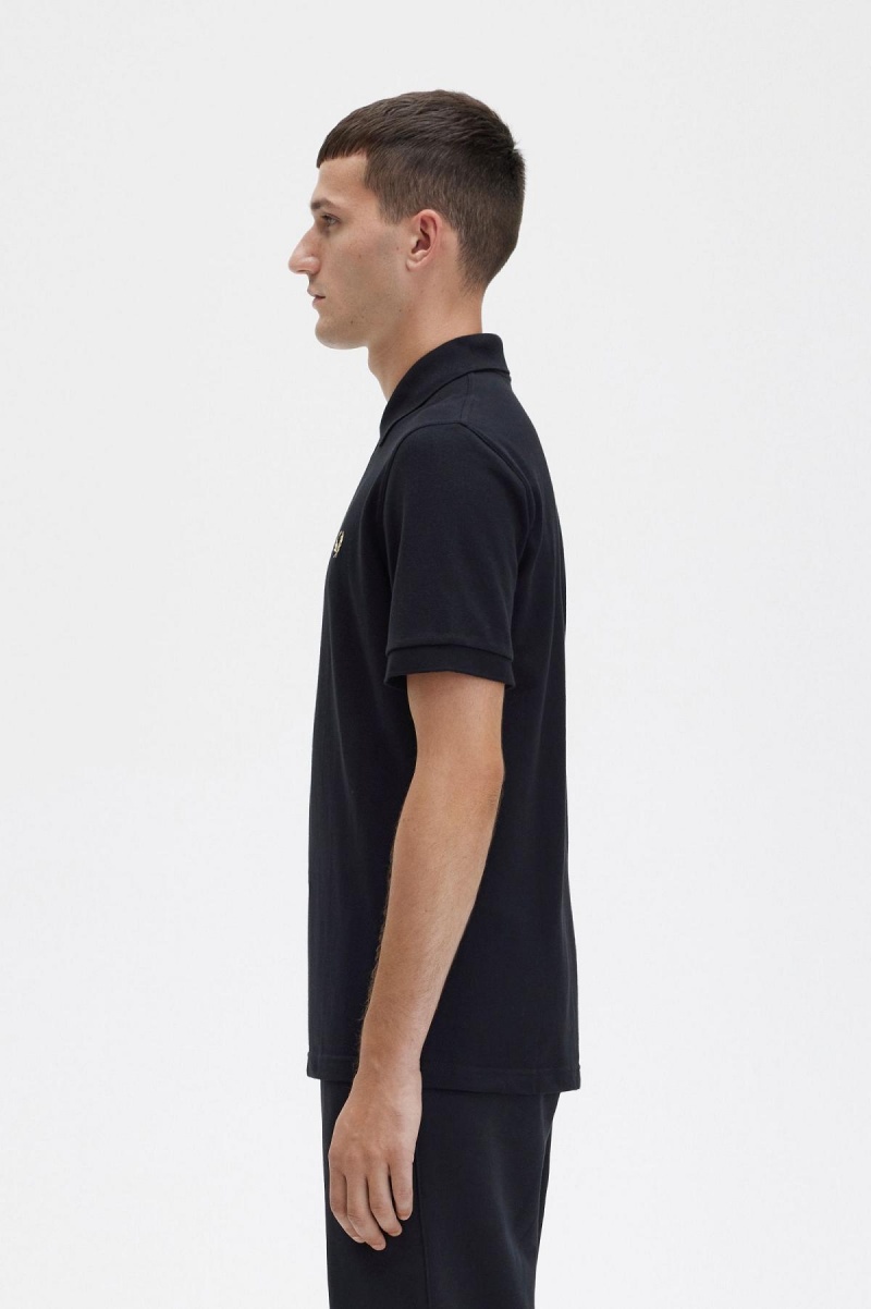 Black / Champagne Fred Perry M3 Men's Fred Perry Shirt | QSGWA18734