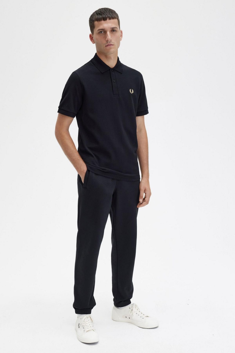 Black / Champagne Fred Perry M3 Men's Polo Shirts | SGQCS22358