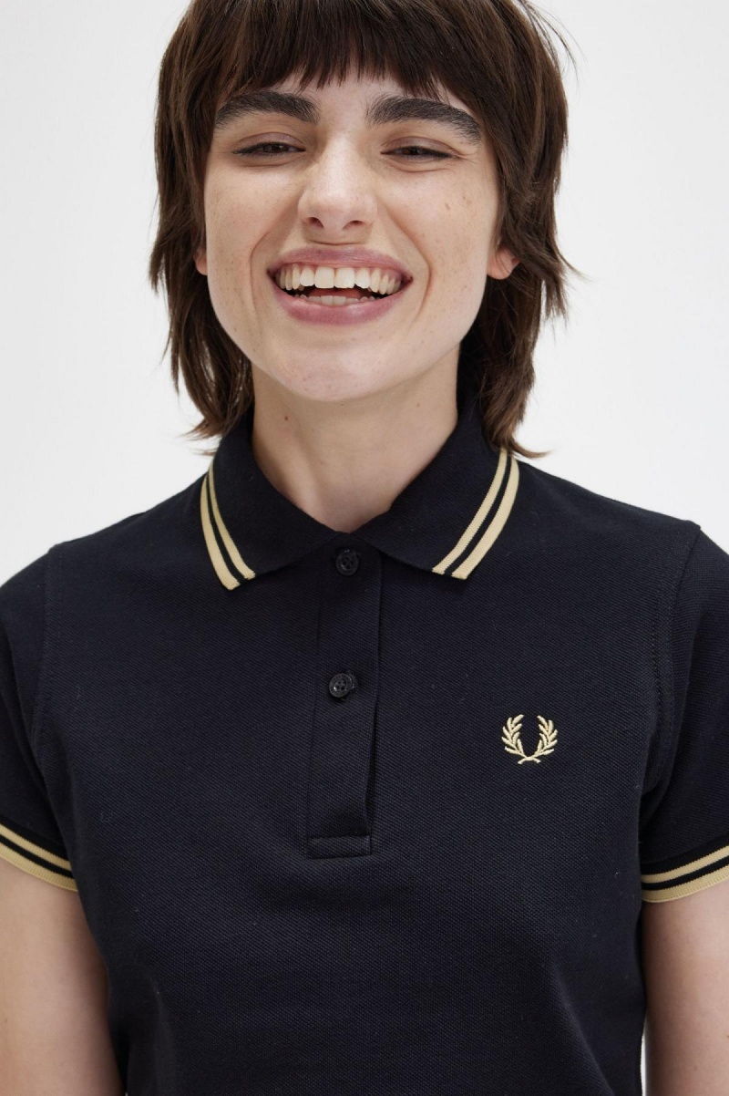 Black / Champagne / Champagne Fred Perry G12 Women's Fred Perry Shirt | ESGVG45054