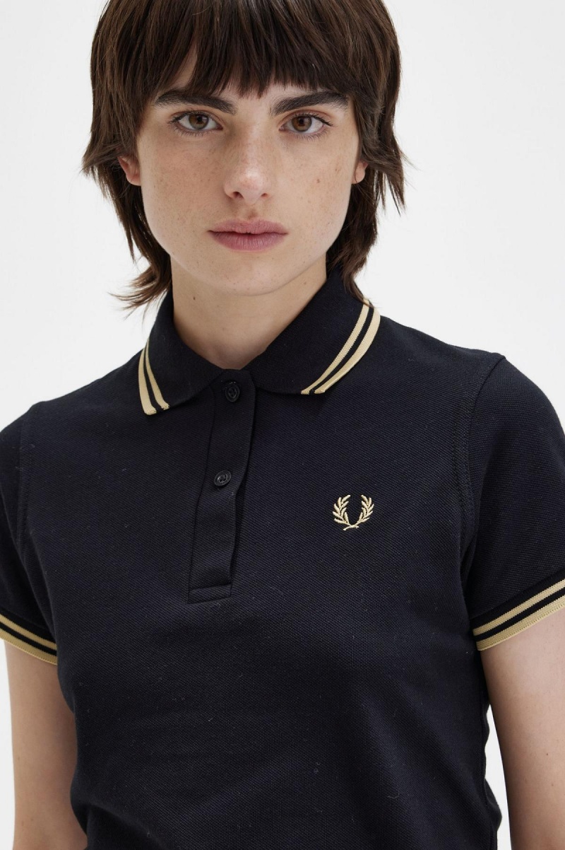 Black / Champagne / Champagne Fred Perry G12 Women's Fred Perry Shirt | ESGVG45054