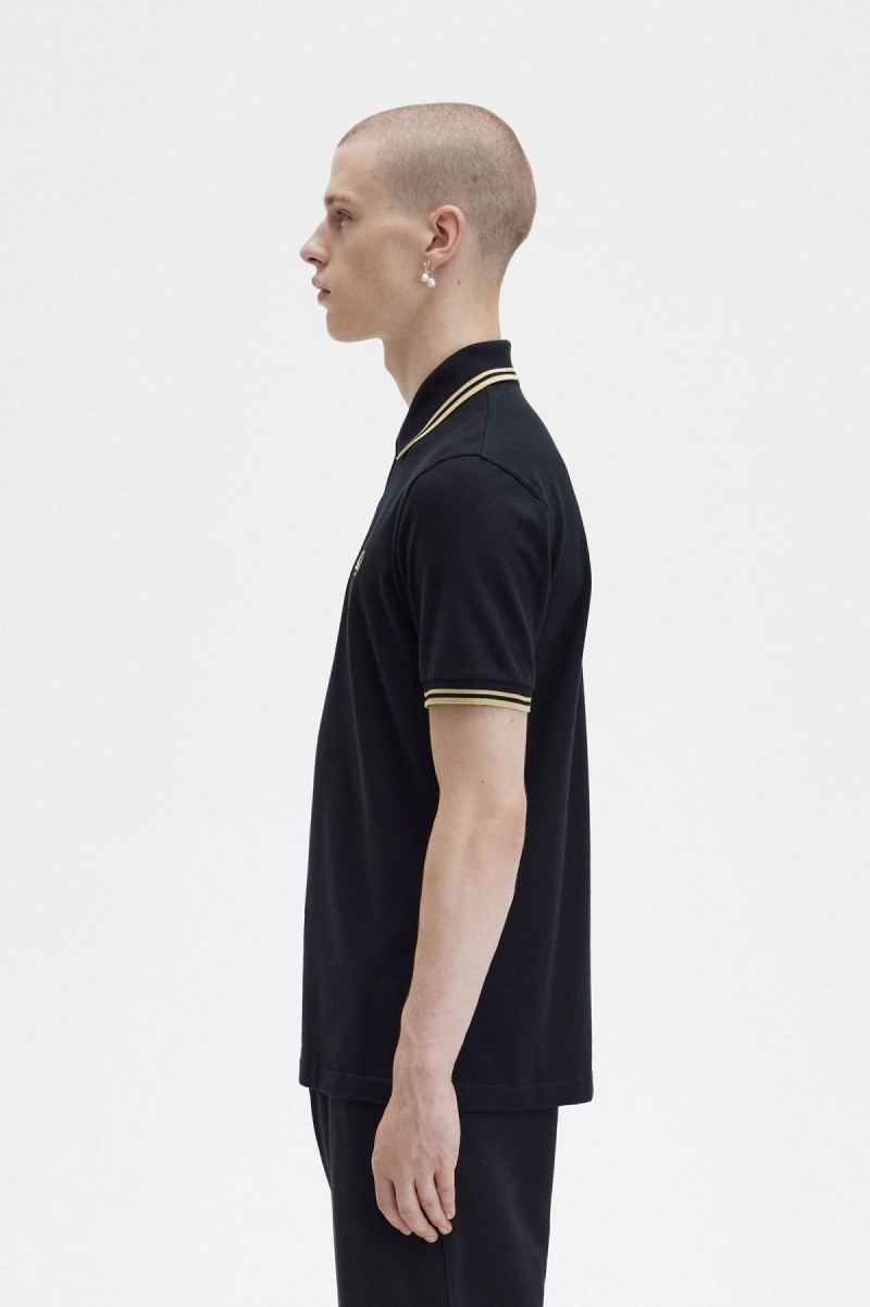 Black / Champagne / Champagne Fred Perry M12 Men's Polo Shirts | TSGPQ80476