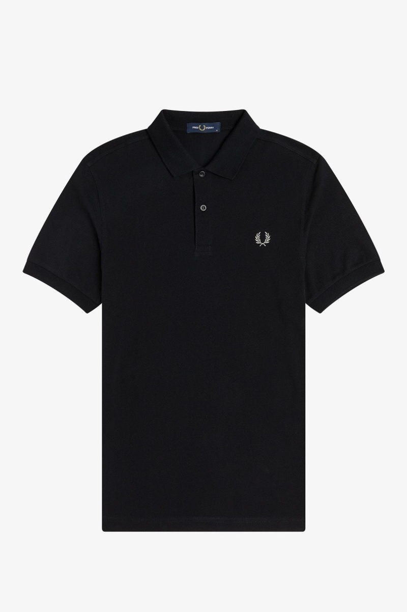 Black / Chrome Fred Perry M6000 Men's Fred Perry Shirt | YSGVQ89736