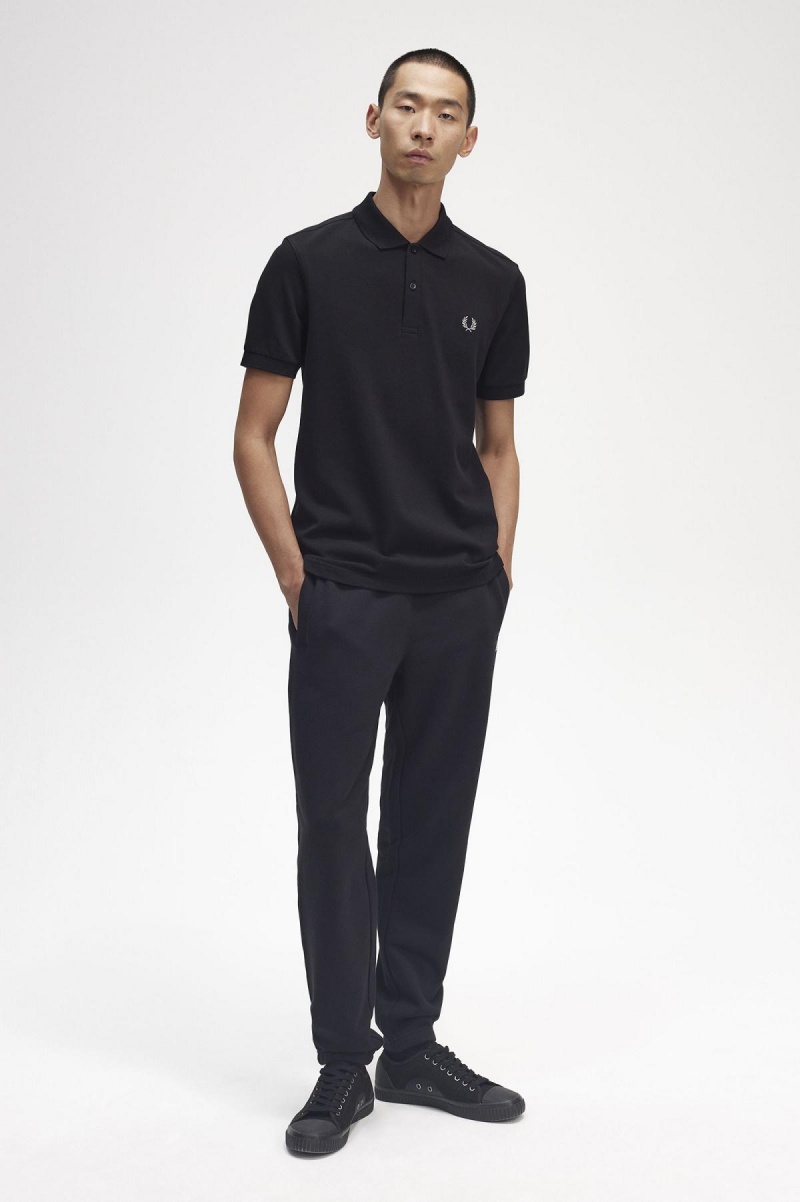 Black / Chrome Fred Perry M6000 Men's Polo Shirts | DSGKV71403