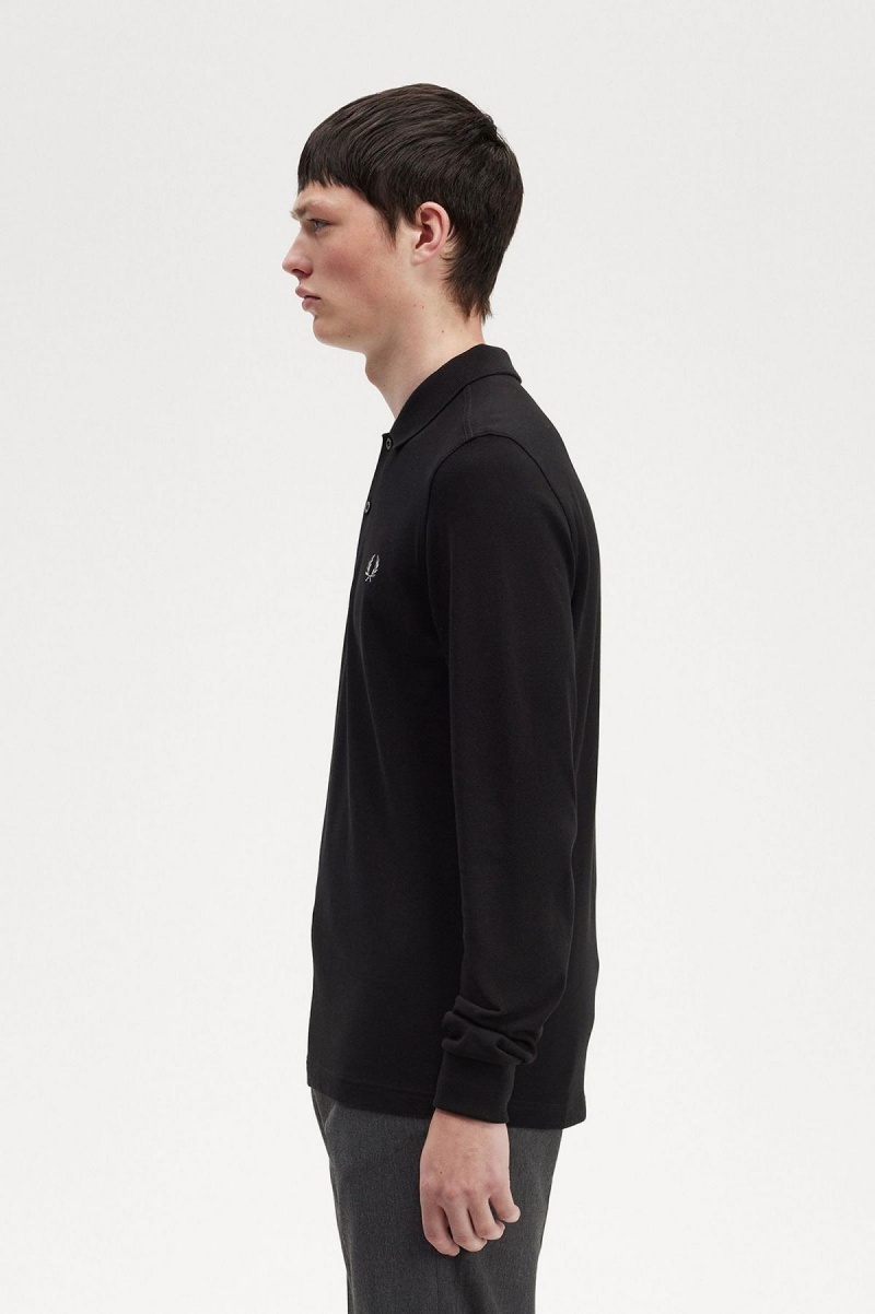 Black / Chrome Fred Perry M6006 Men's Fred Perry Shirt | LSGSX59050