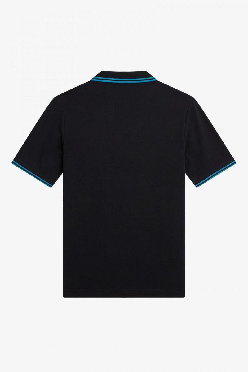 Black / Cyber Blue / Cyber Blue Fred Perry G3600 Women's Fred Perry Shirt | YSGVQ97950