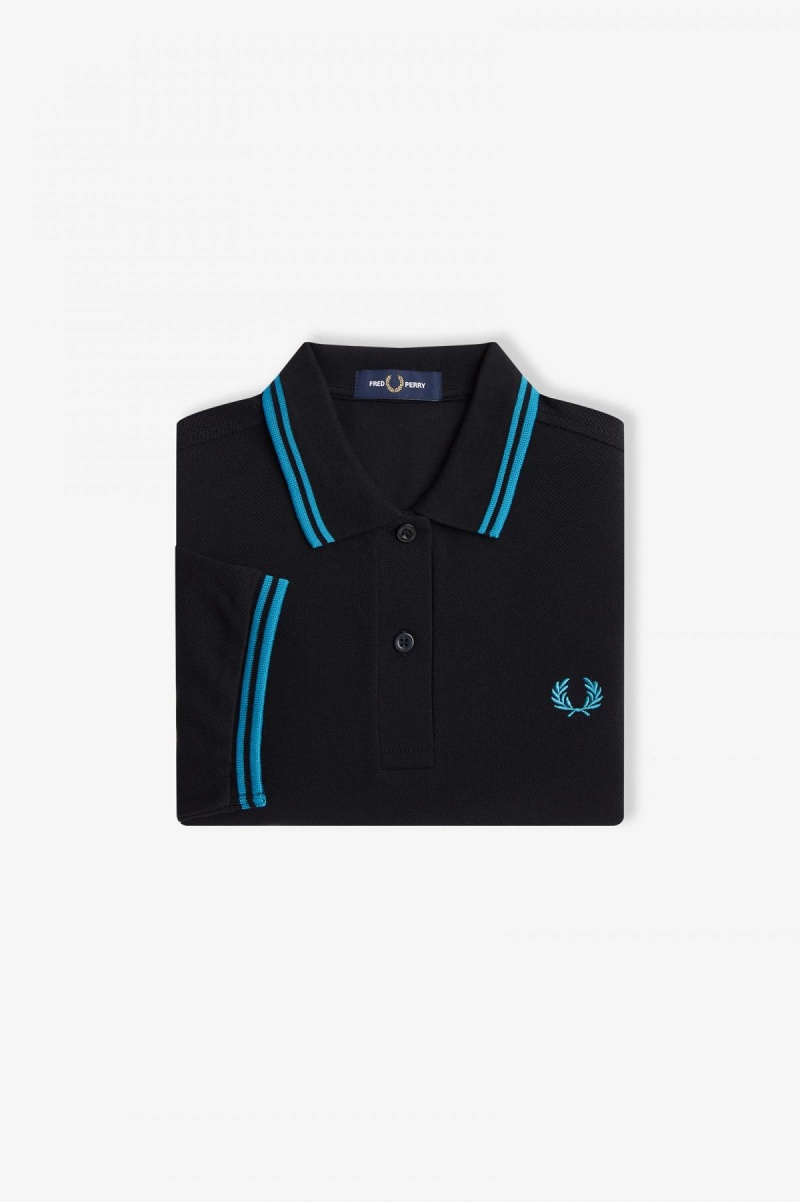 Black / Cyber Blue / Cyber Blue Fred Perry G3600 Women's Polo Shirts | SGDYB21830