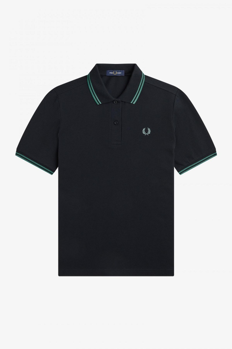 Black / Deep Mint / Deep Mint Fred Perry G3600 Women's Fred Perry Shirt | SGIIZ22641