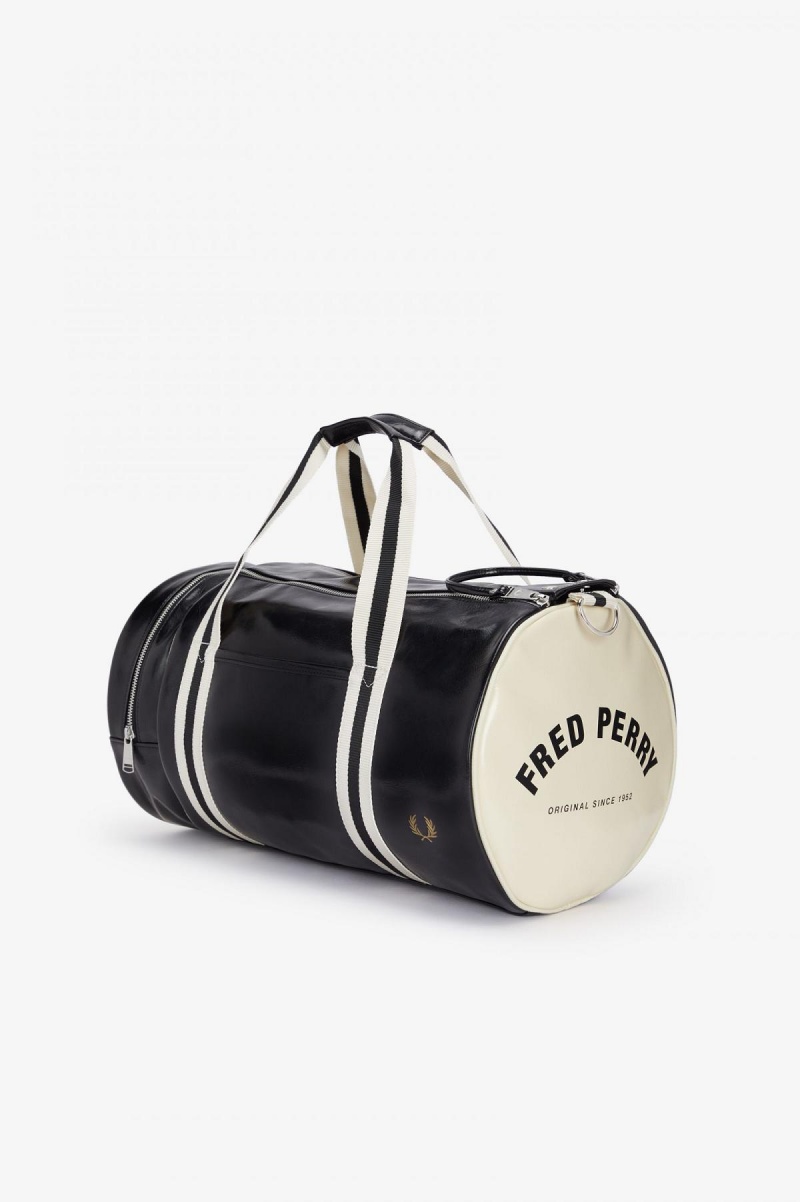 Black / Ecru Fred Perry Classic Barrel Accessories Bag | PSGQX37440