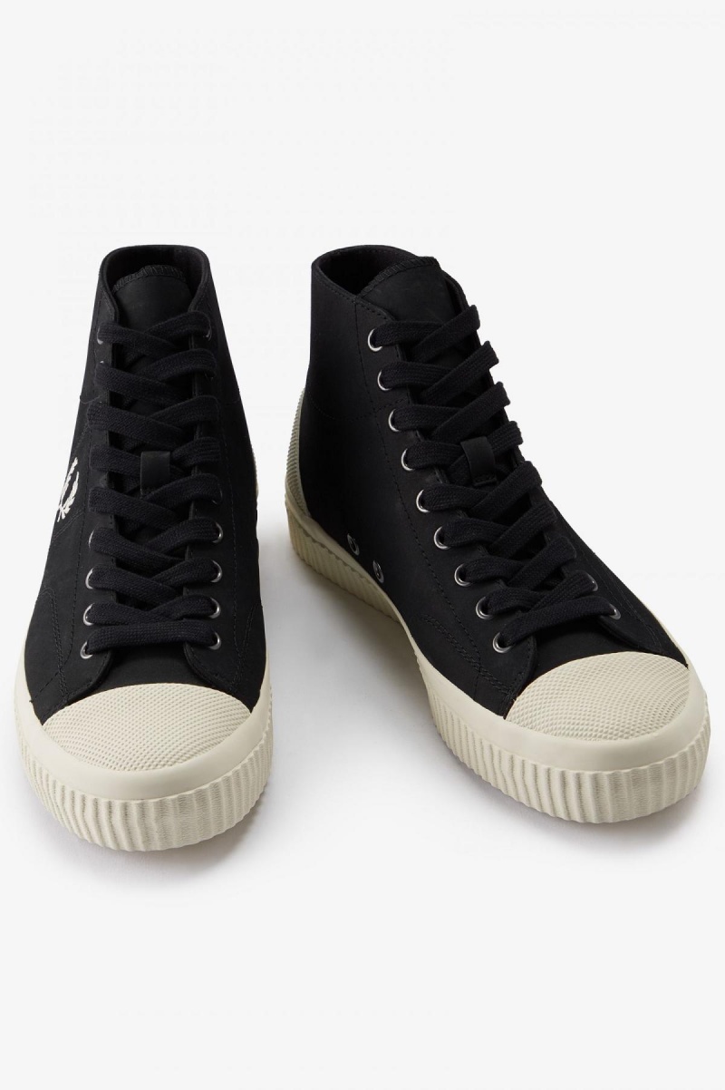 Black / Ecru Fred Perry Mid Hughes Men's Shoes | FSGUI42292