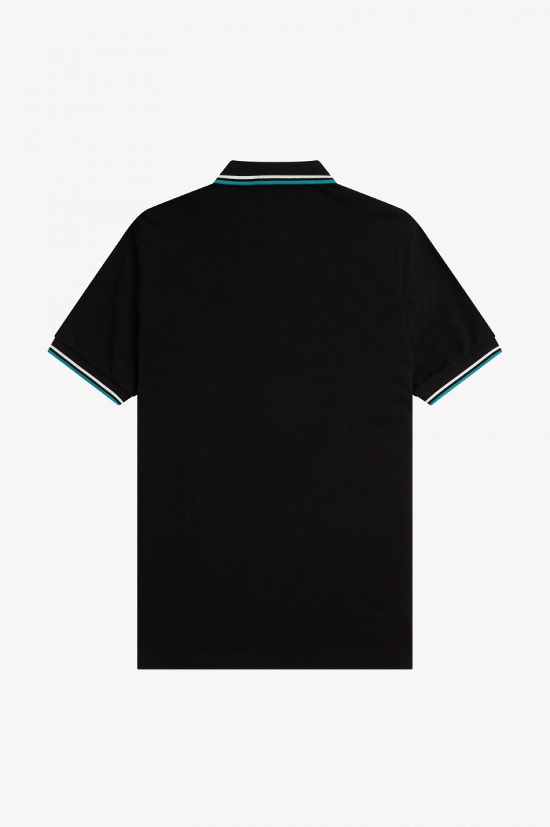 Black / Ecru / Deep Mint Fred Perry M3600 Men's Fred Perry Shirt | SGXBR35299