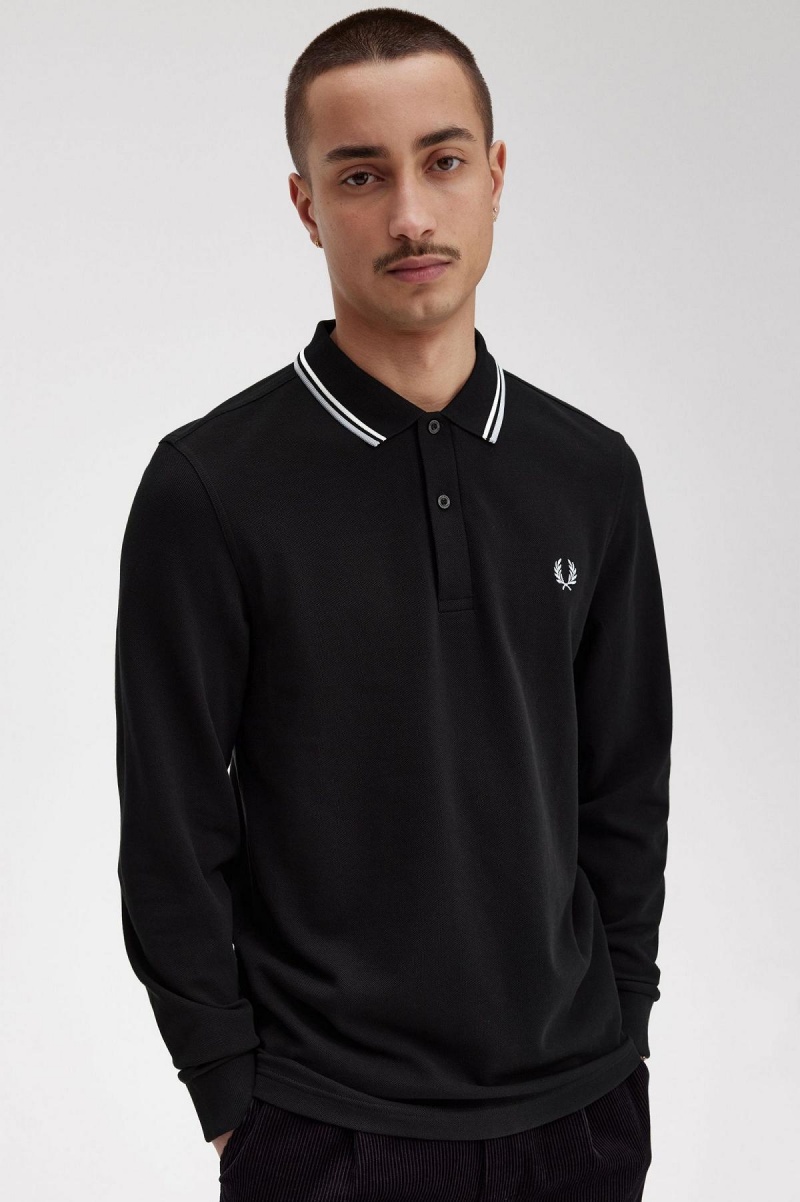 Black / Ecru / Limestone Fred Perry M3636 Men's Polo Shirts | ESGHC84396