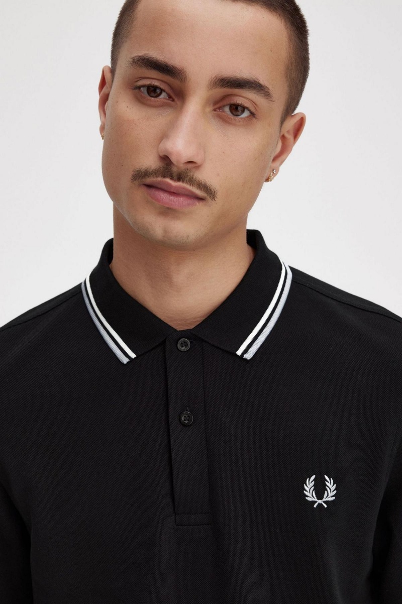 Black / Ecru / Limestone Fred Perry M3636 Men's Polo Shirts | ESGHC84396