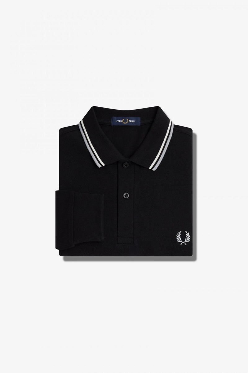 Black / Ecru / Limestone Fred Perry M3636 Men's Polo Shirts | ESGHC84396