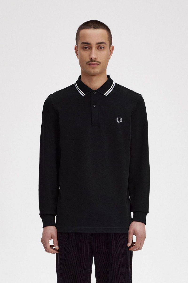 Black / Ecru / Limestone Fred Perry M3636 Men\'s Polo Shirts | ESGHC84396