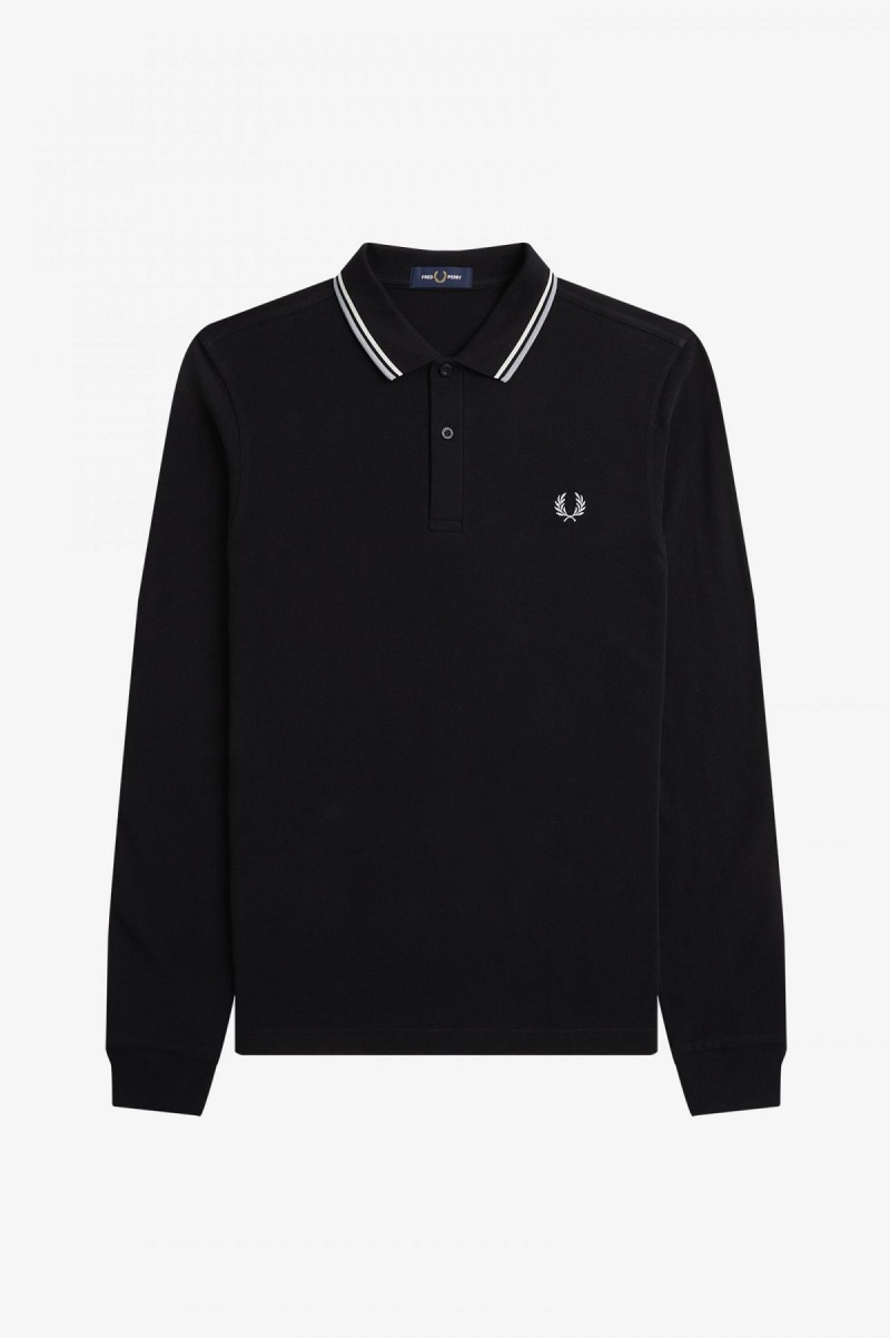 Black / Ecru / Limestone Fred Perry M3636 Men's Fred Perry Shirt | FSGUI44370