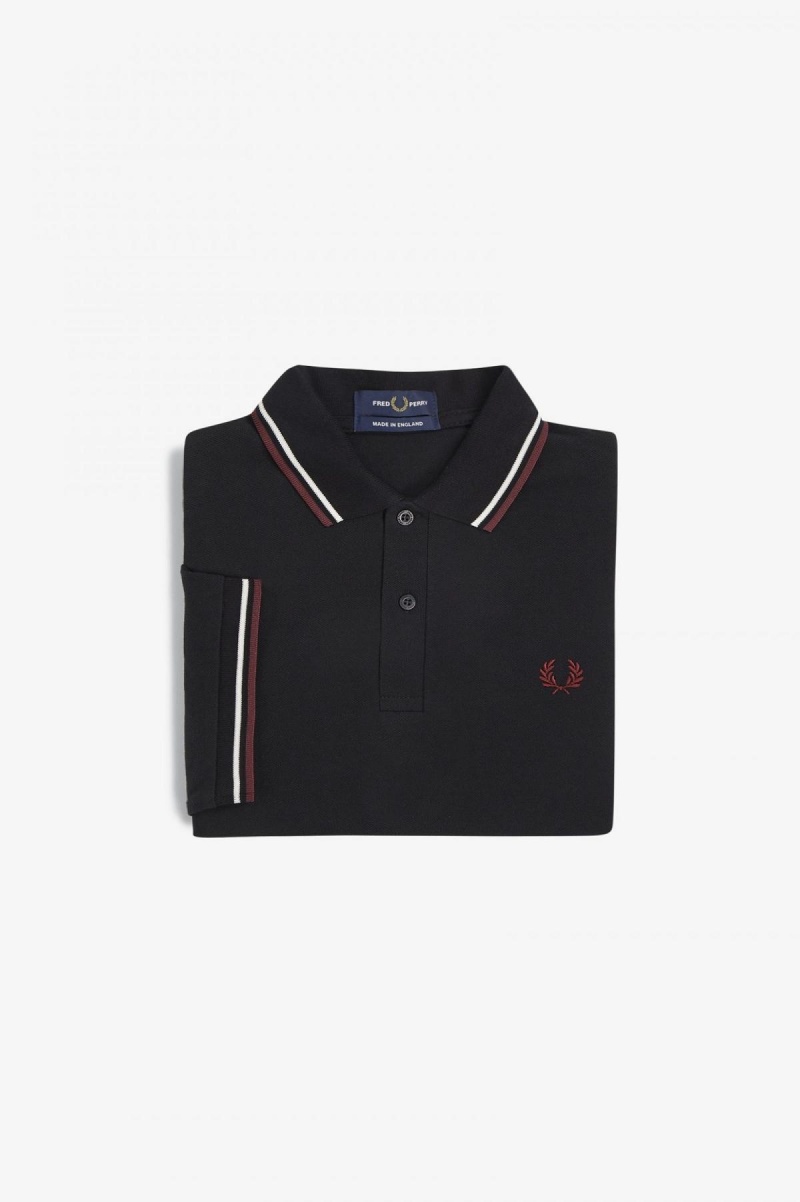 Black / Ecru / Oxblood Fred Perry M12 Men's Polo Shirts | ESGVG63506