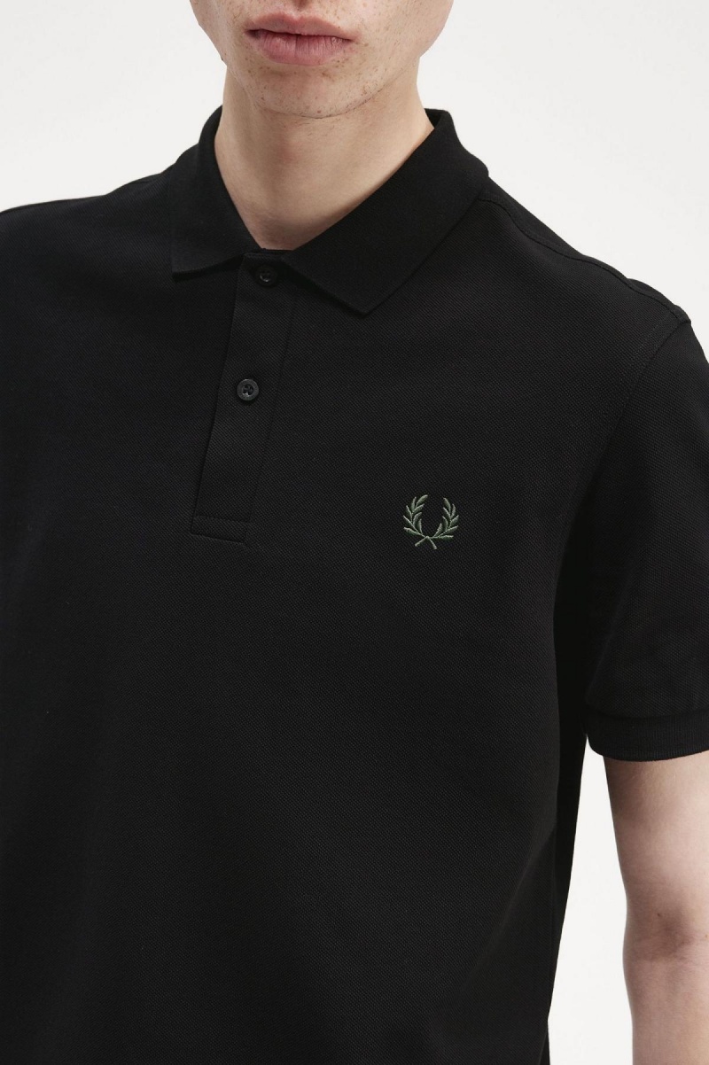 Black / Field Green Fred Perry M6000 Men's Polo Shirts | SGJKU33339