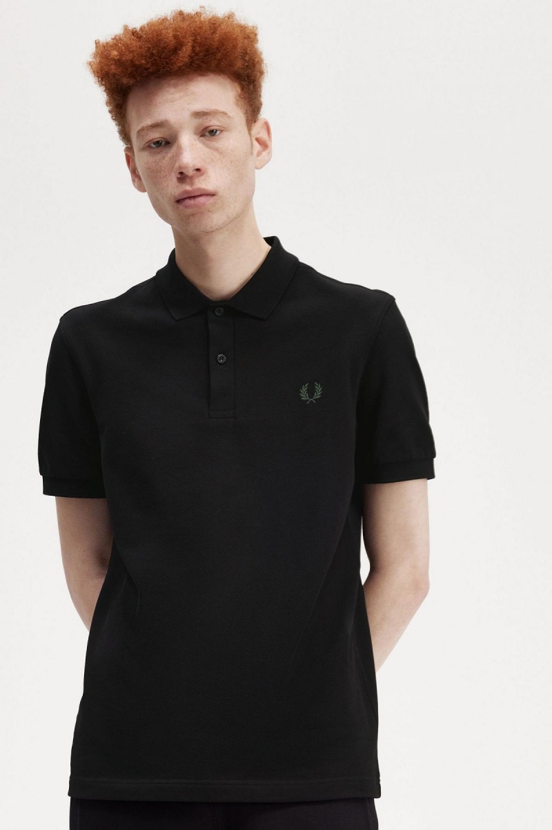 Black / Field Green Fred Perry M6000 Men's Polo Shirts | SGJKU33339