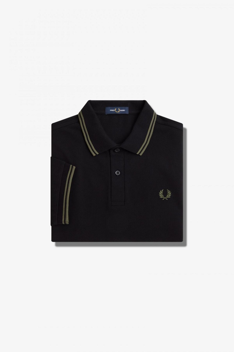 Black / Field Green / Field Green Fred Perry M3600 Men's Polo Shirts | SGXBR22962