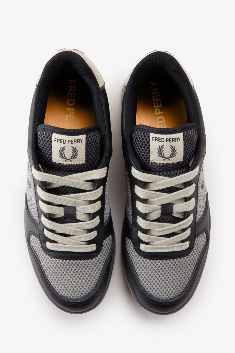 Black / Gunmetal Fred Perry B300 Men's Shoes | SGQAV69685