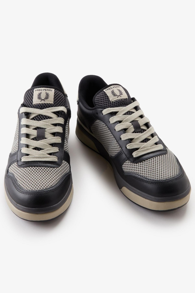 Black / Gunmetal Fred Perry B300 Men's Shoes | SGQAV69685