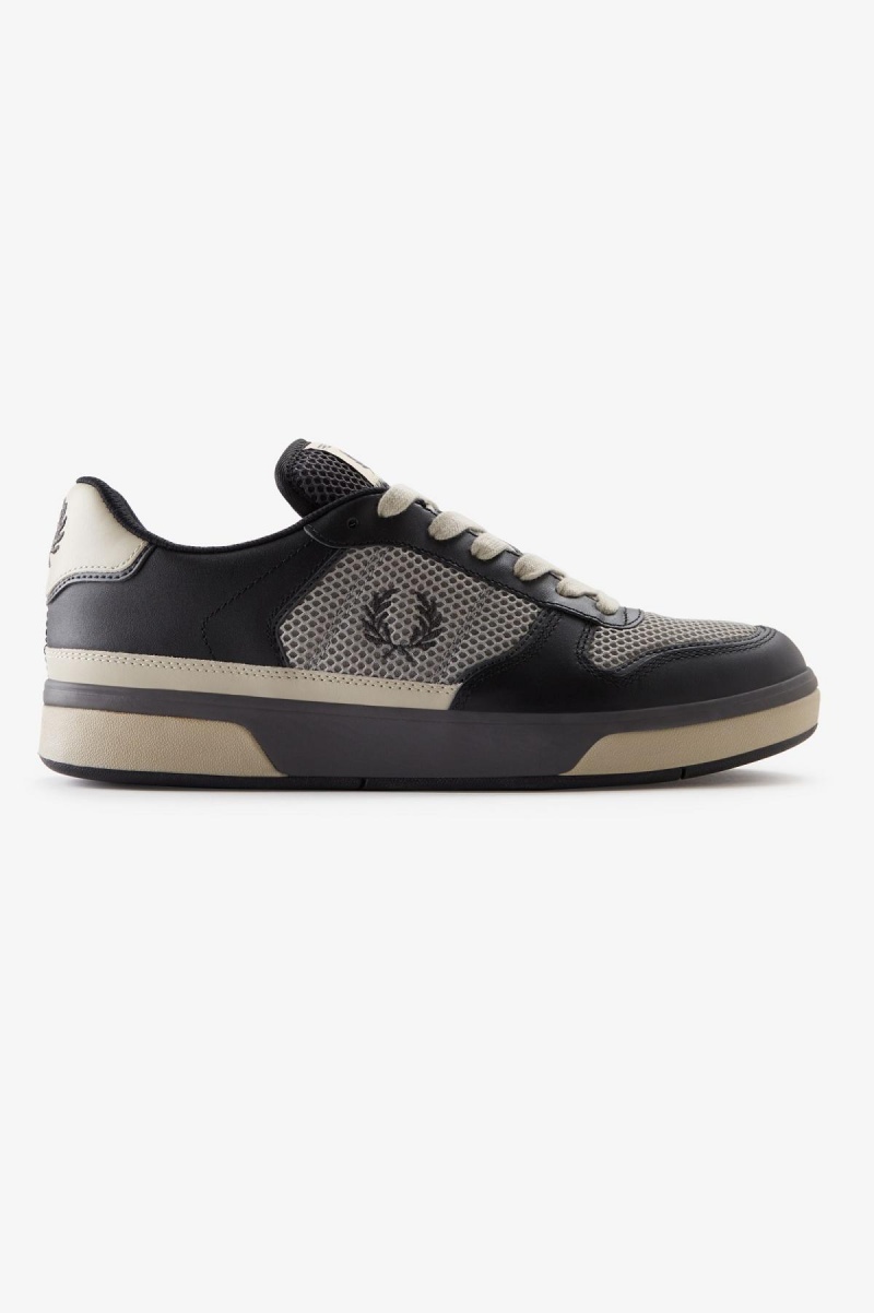 Black / Gunmetal Fred Perry B300 Men\'s Shoes | SGQAV69685