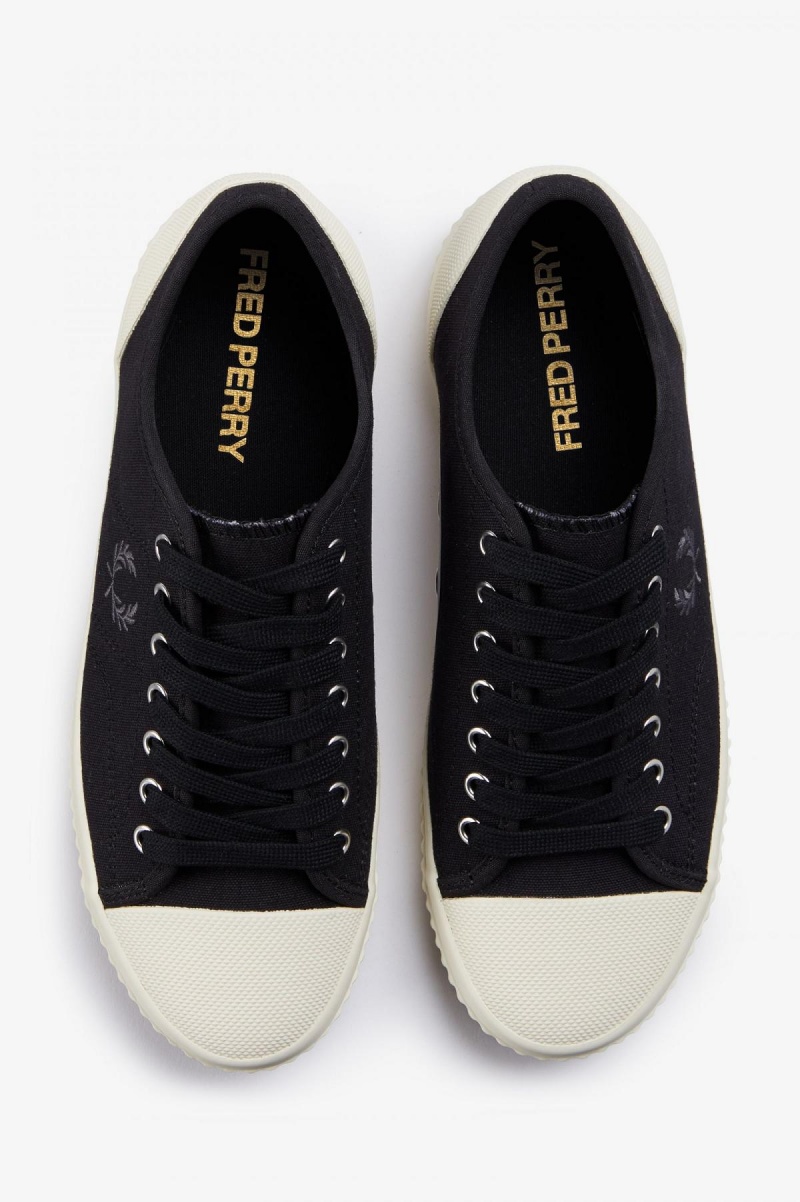 Black / Gunmetal Fred Perry Low Hughes Women's Shoes | DSGKV53387