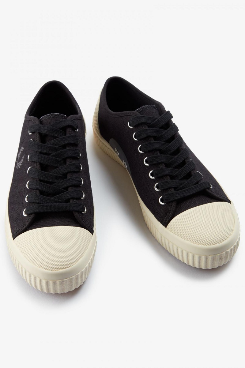 Black / Gunmetal Fred Perry Low Hughes Women's Shoes | DSGKV53387