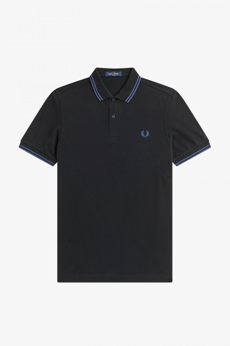 Black / Midnight Blue / Midnight Blue Fred Perry M3600 Men's Fred Perry Shirt | SGCIF88658