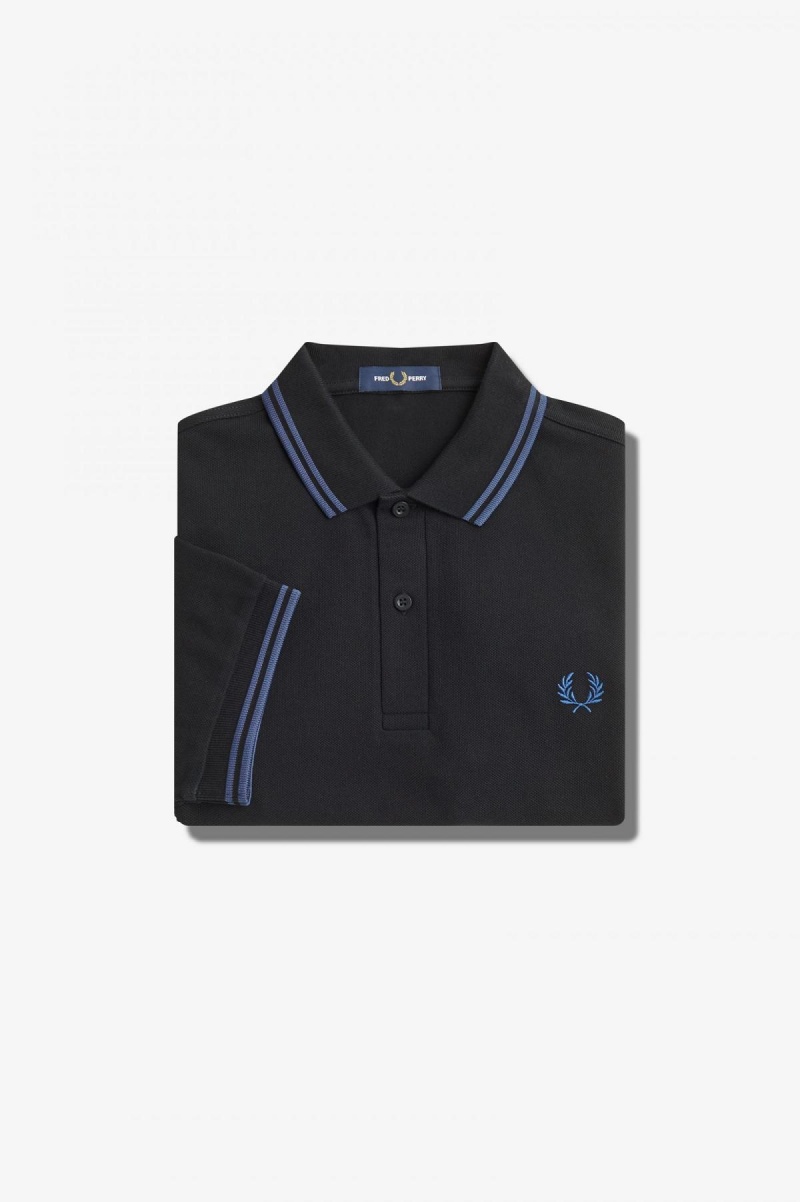 Black / Midnight Blue / Midnight Blue Fred Perry M3600 Men\'s Fred Perry Shirt | SGCIF88658