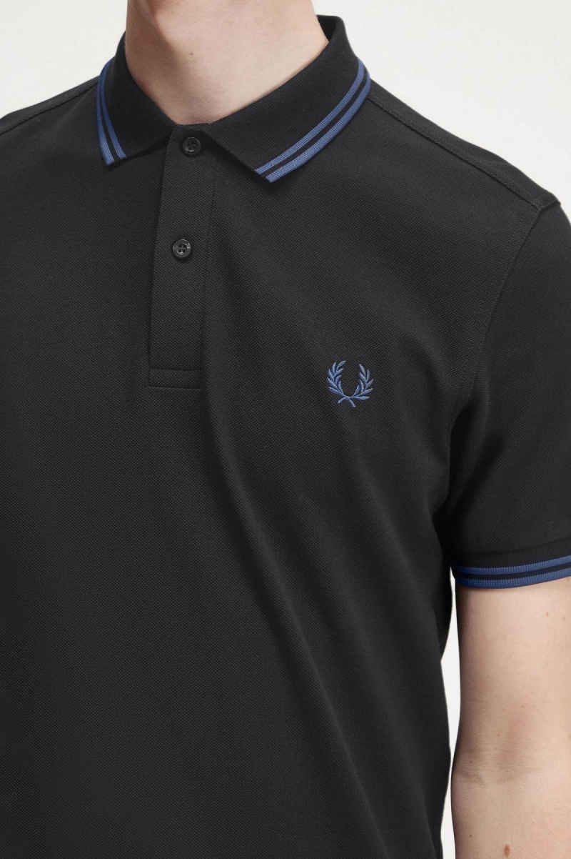 Black / Midnight Blue / Midnight Blue Fred Perry M3600 Men's Polo Shirts | BSGSO97145