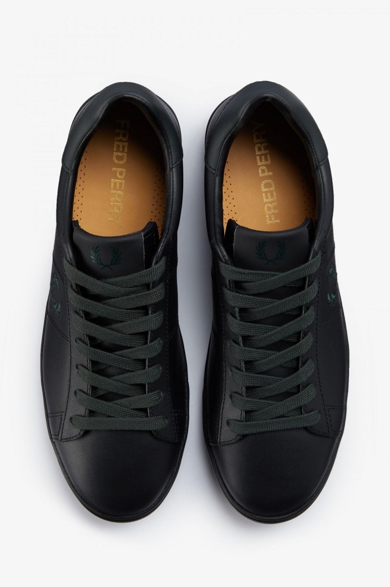 Black / Night Green Fred Perry Spencer Men's Shoes | FSGUI93597