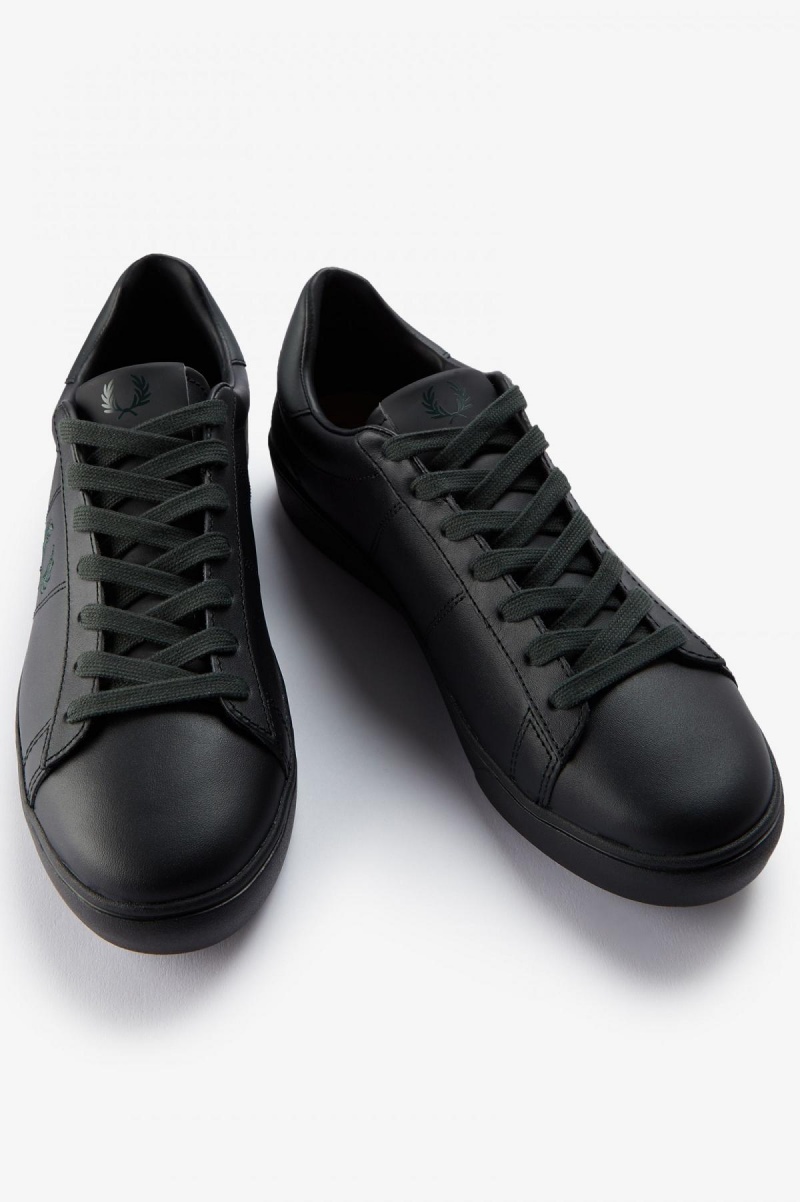 Black / Night Green Fred Perry Spencer Men's Shoes | FSGUI93597